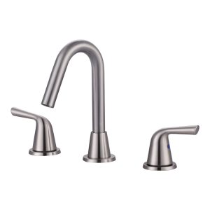 High -Arc 8 in. Widespread Double Handle Bathroom Faucet in Brushed Nickel