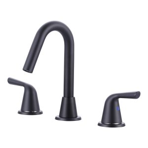 High -Arc 8 in. Widespread Double Handle Bathroom Faucet in Matte Black