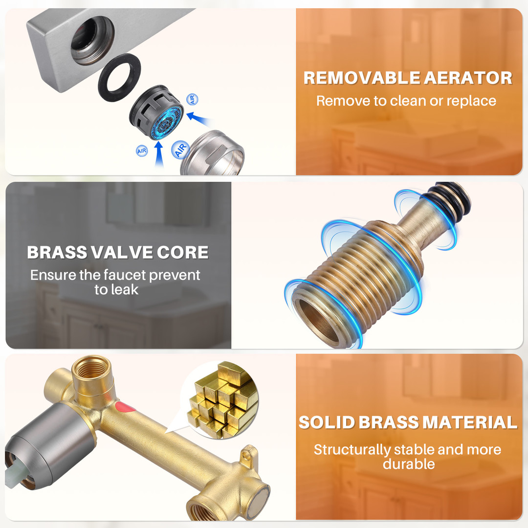 Brushed Nickel Single Handle Solid Brass Wall Mounted BathroomFaucet Valve Included - Image 5