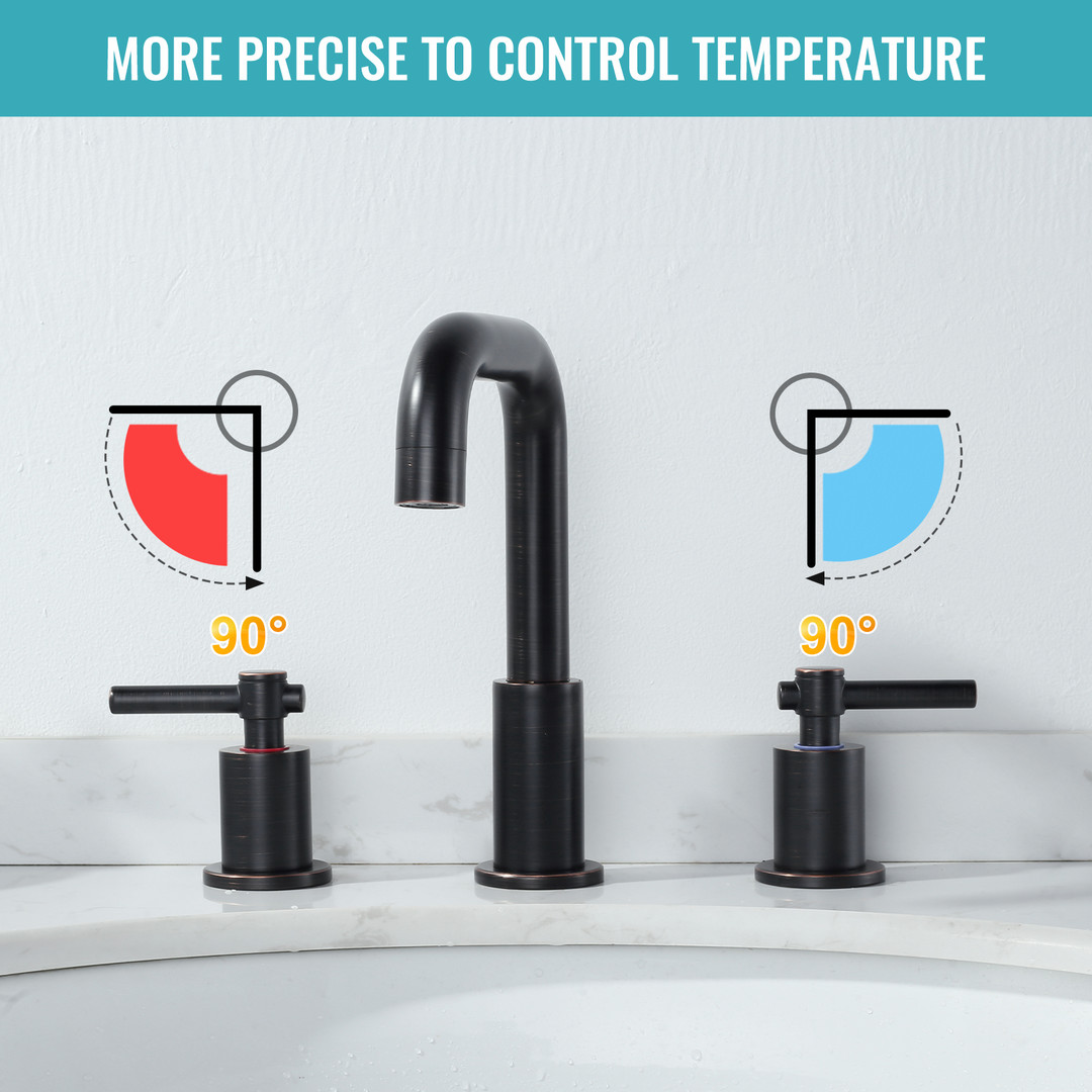 8 in Widespread Double Handle Bathroom Faucet in Oil Rubbed Bronze 3 Holes Bathroom Sink Faucet with Pop Up Drain - Image 5