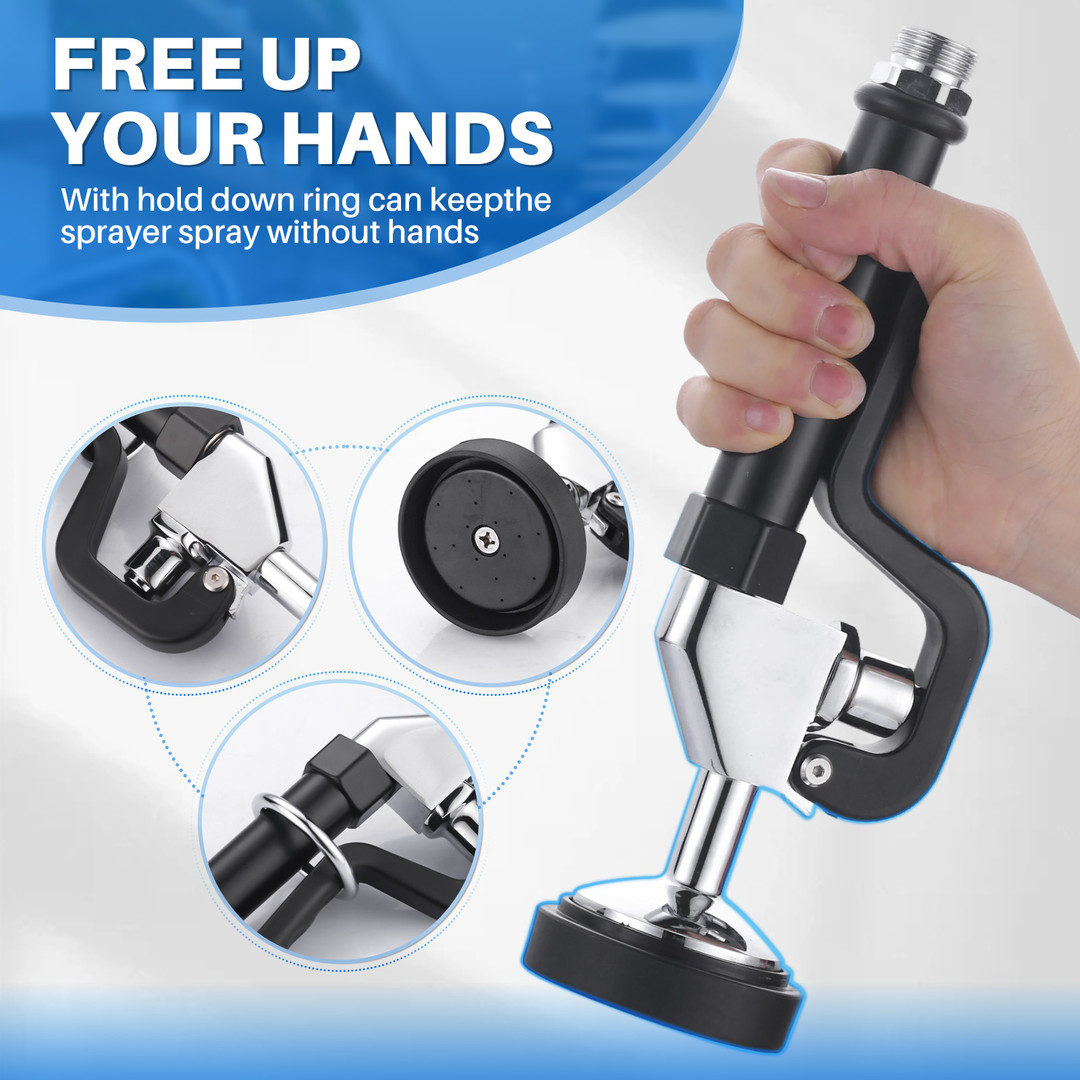 7/8 in, 20 UNEF Pre-Rinse Spray in Black with 38 inch Stainless-Steel Pre Rinse Hose for Commercial Sink Faucet - Image 3