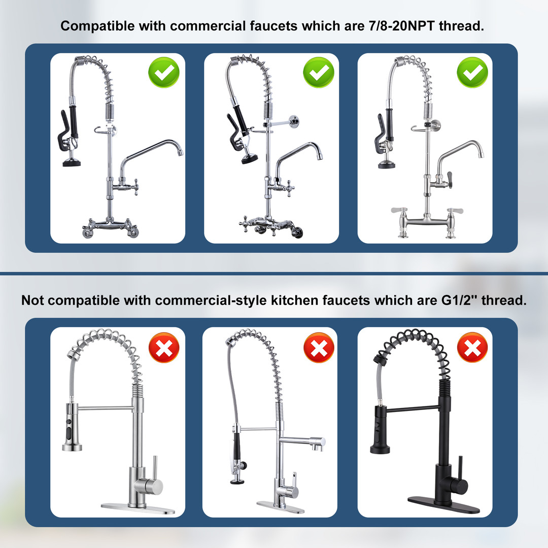 18.5 in. Pre-Rinse Stainless Steel Flexible Hose for Commercial Sink Faucet with Brass Connector in Chrome - Image 6