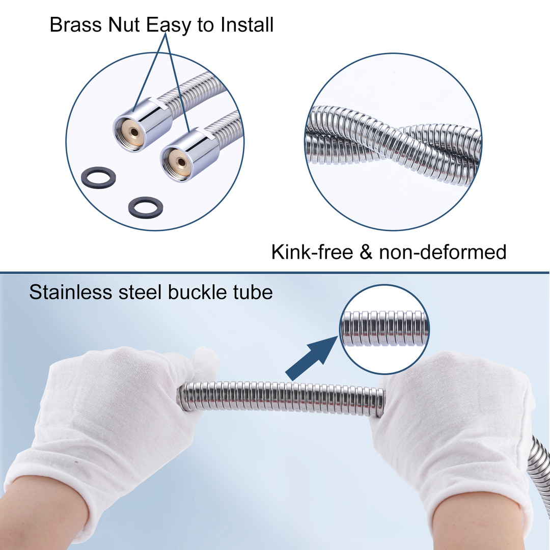 38 in. Pre-Rinse Stainless Steel Flexible Hose for Commercial Sink Faucet with Brass Connector in Chrome - Image 4
