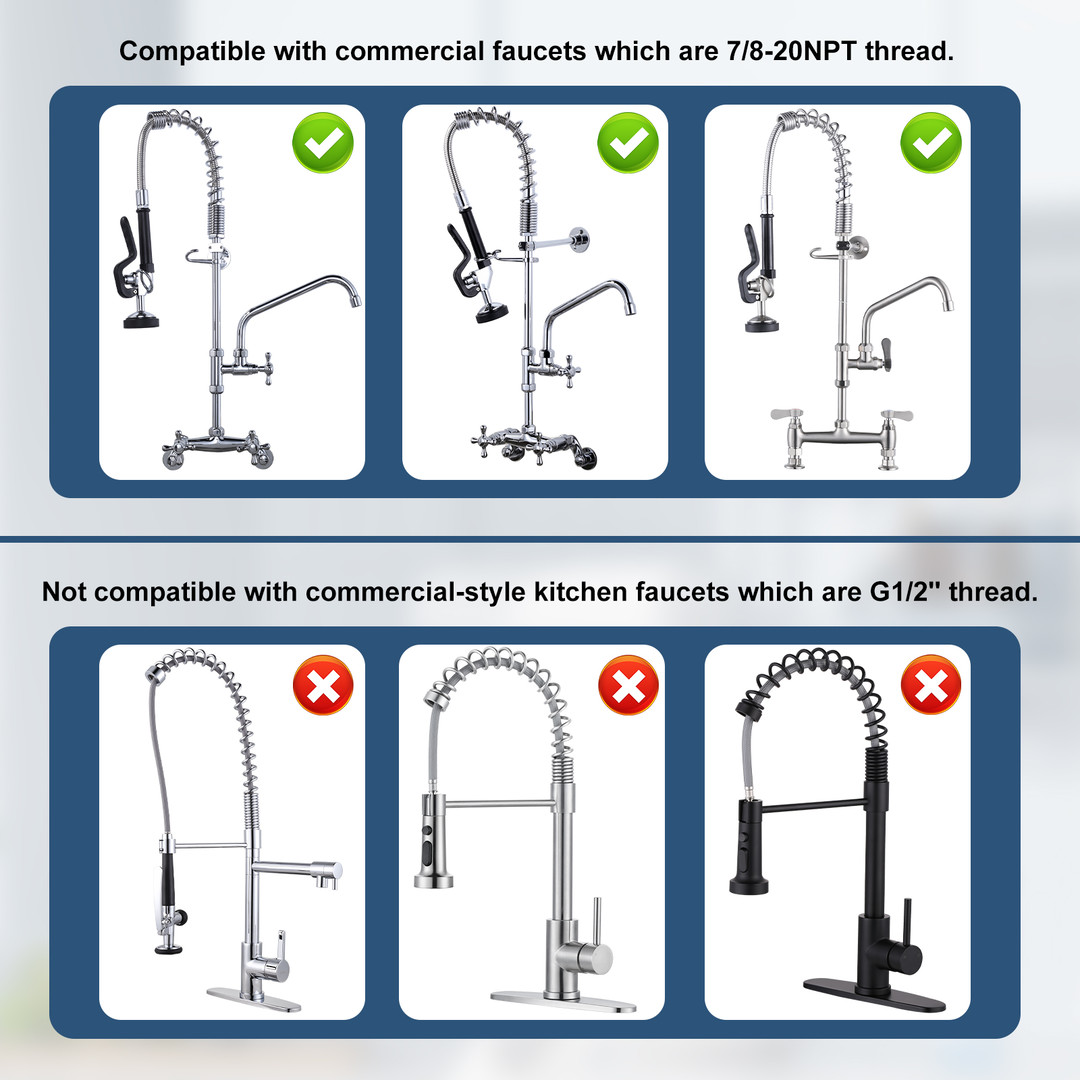 38 in. Pre-Rinse Stainless Steel Flexible Hose for Commercial Sink Faucet with Brass Connector in Chrome - Image 6