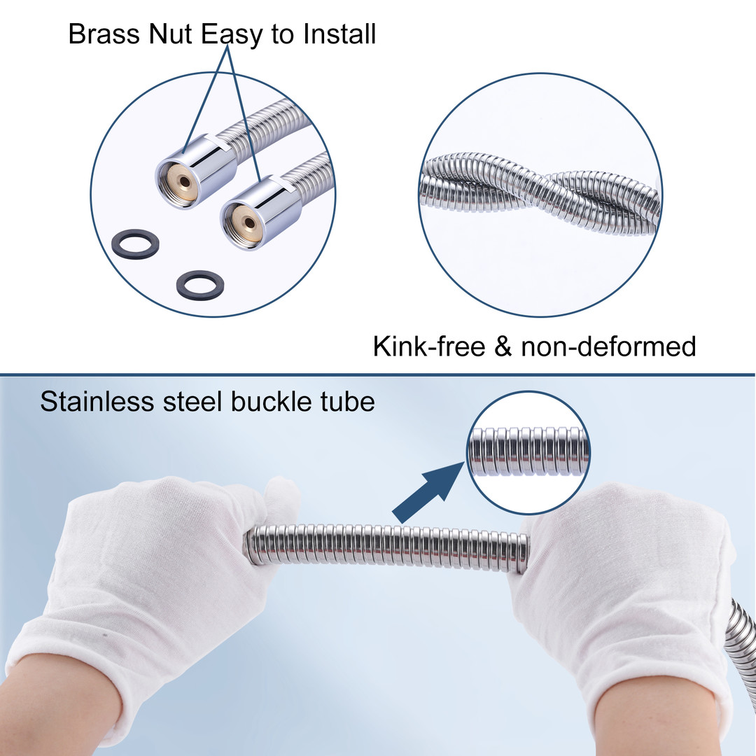 45 in. Pre-Rinse Stainless Steel Flexible Hose for Commercial Sink Faucet with Brass Connector in Chrome - Image 4