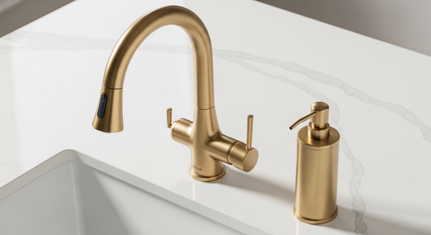 kraus pull down kitchen faucet with matching soap dispenser
