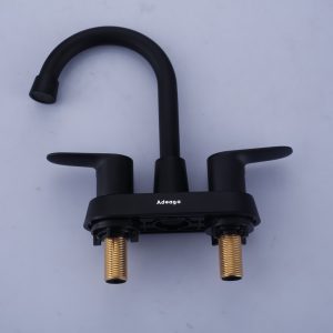 4 in. Centerset Double Handle High-Arc Bathroom Faucet with Brass Shanks in Matte Black