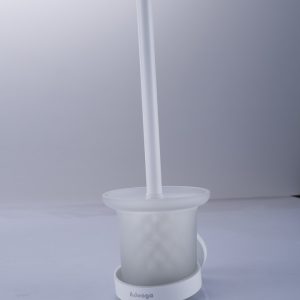 Freestanding Toilet Bowl Brush with Frosted Holder in White