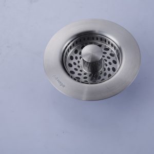 3-1/2 in. Post Style Kitchen Sink Basket Strainer with Removable Basket in Brushed Nickel