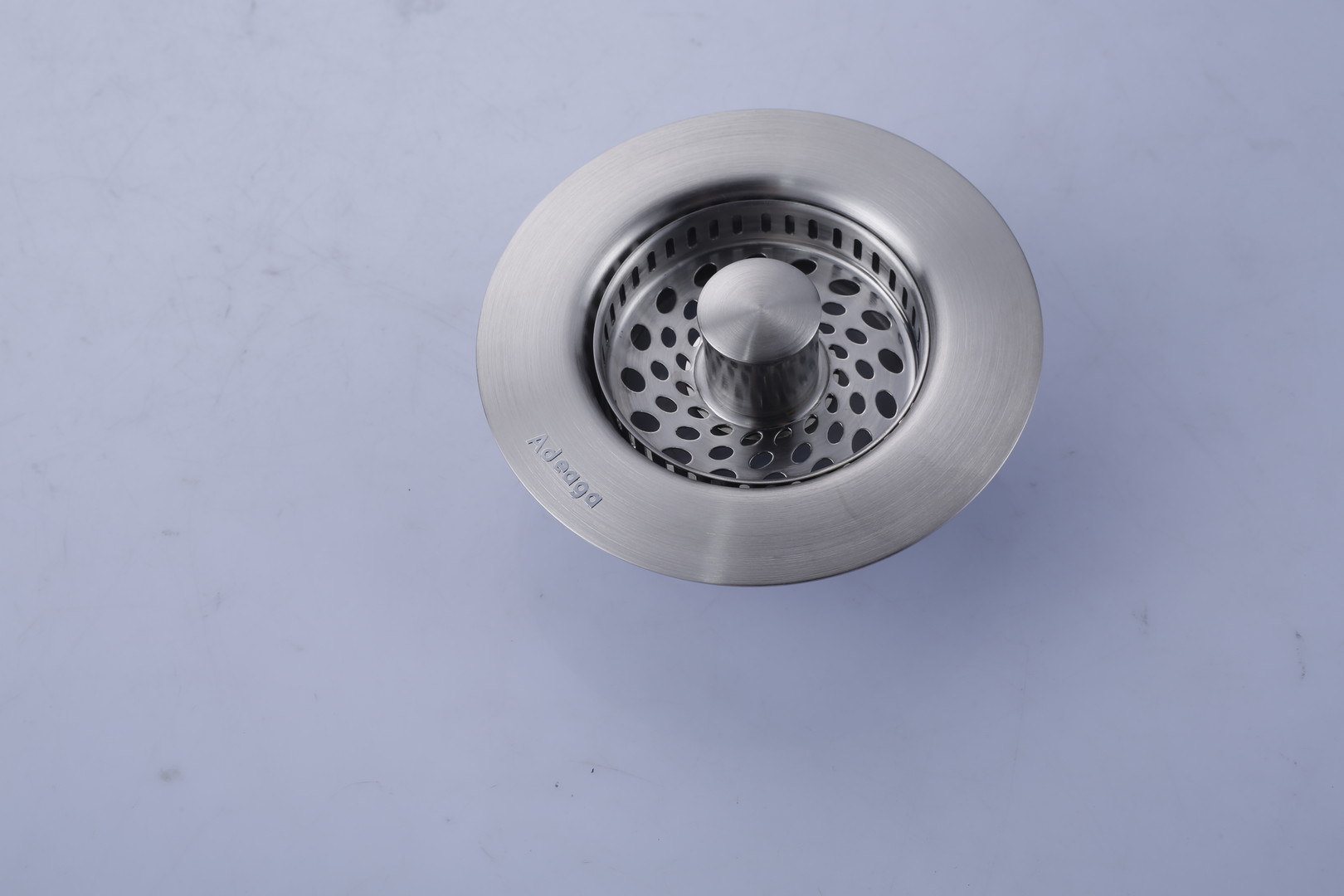 3-1/2 in. Post Style Kitchen Sink Basket Strainer with Removable Basket in Brushed Nickel
