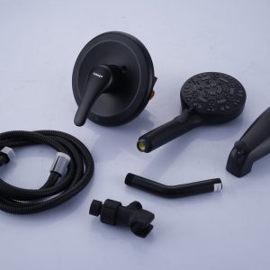 Single Handle 1-Spray Wall Mount Shower System with Handheld Shower Head and Diverter Valve in Matte Black
