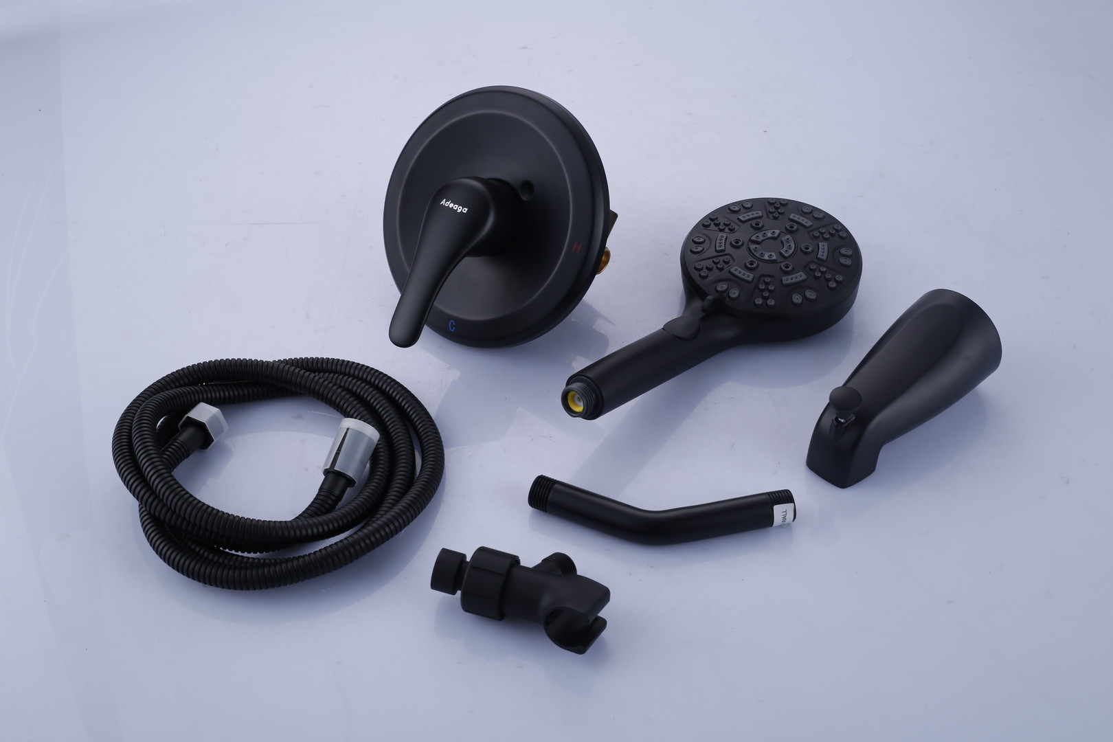 Single Handle 1-Spray Wall Mount Shower System with Handheld Shower Head and Diverter Valve in Matte Black