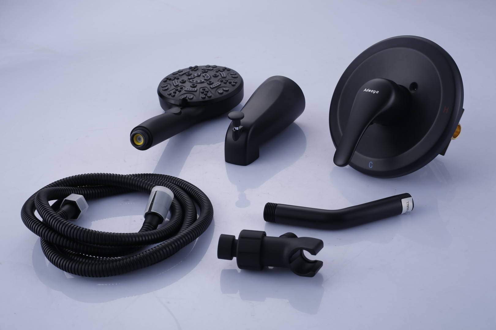 Single Handle 1-Spray Wall Mount Shower System with Handheld Shower Head and Diverter Valve in Matte Black
