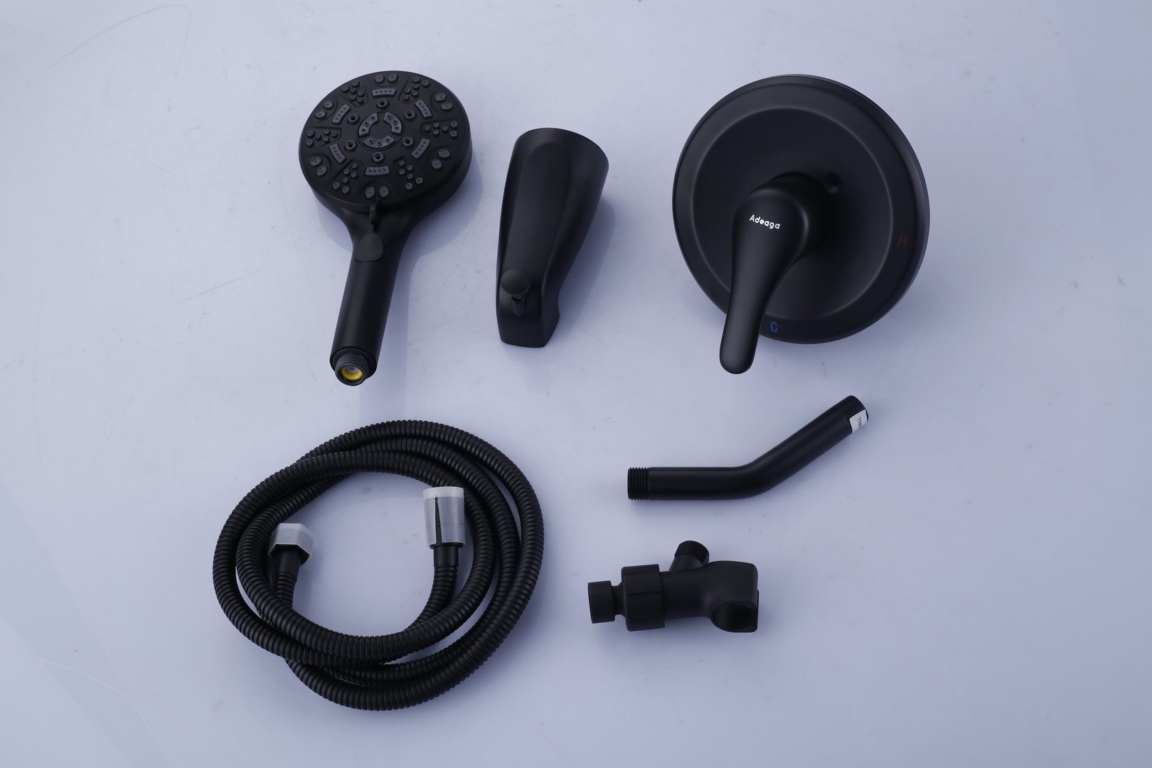 Single Handle 1-Spray Wall Mount Shower System with Handheld Shower Head and Diverter Valve in Matte Black