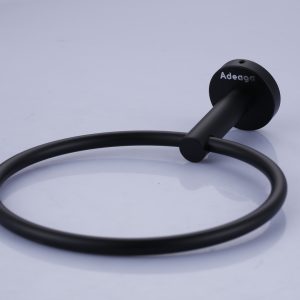 Wall Mounted Round Hand Towel Ring in Matte Black