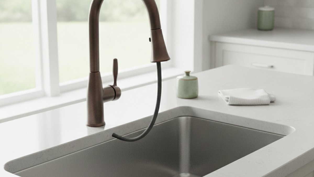 oil rubbed bronze faucet on stainless sink