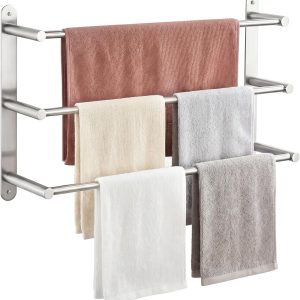 24 in. brushed nickel 3-tier wall mounted towel bar