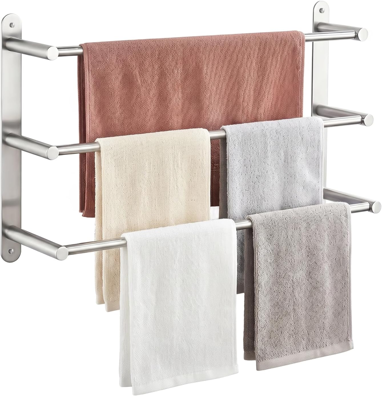 24 in. 3-Tier Wall Mounted Towel Bar, Brushed Nickel