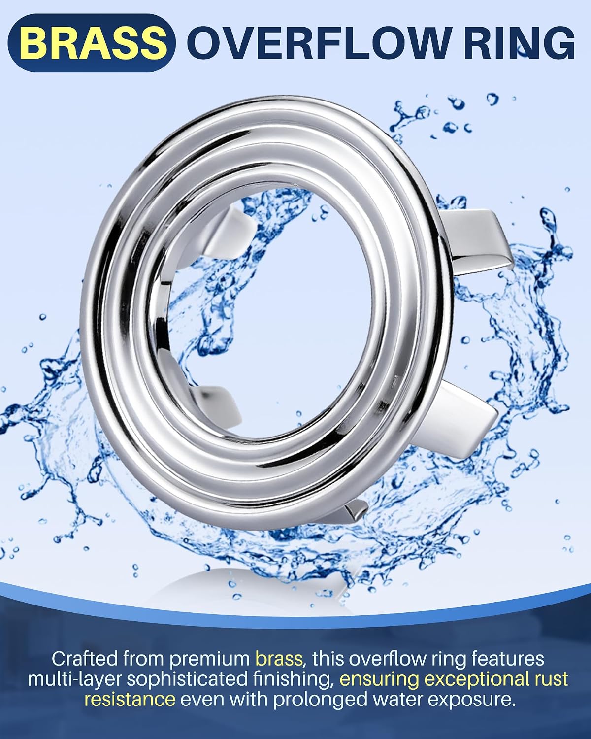 Chrome brass sink overflow ring cover - features