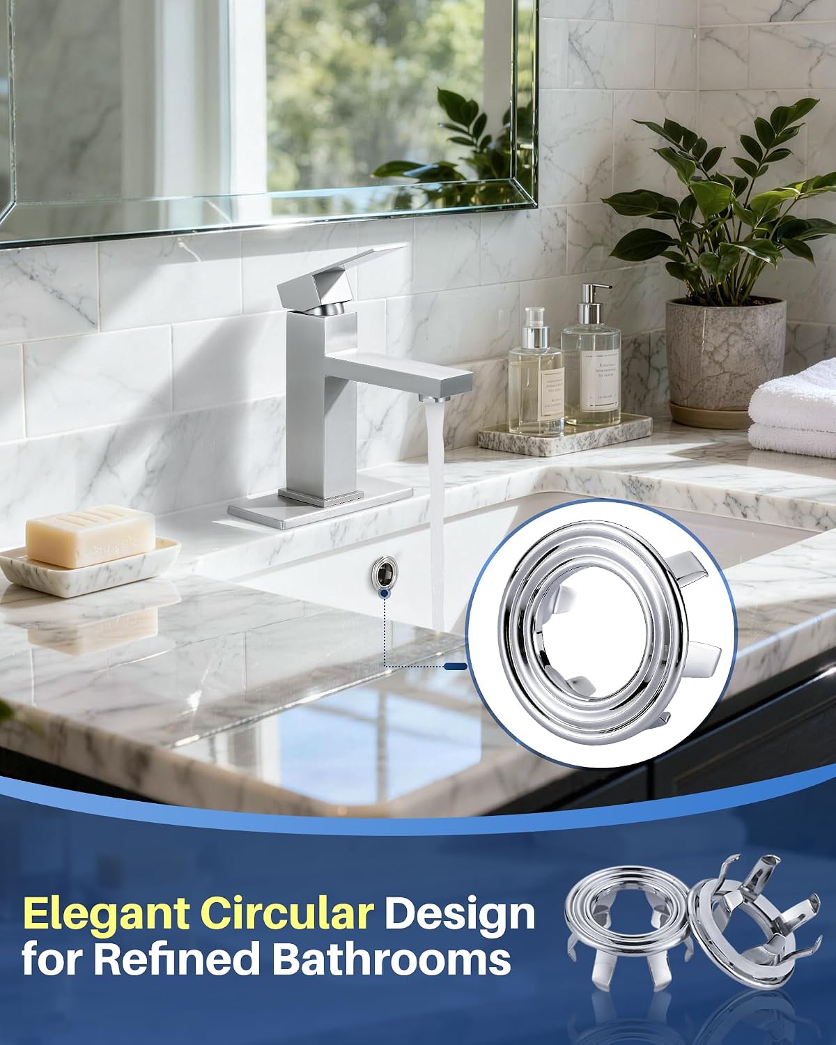 Chrome brass sink overflow ring cover - installation