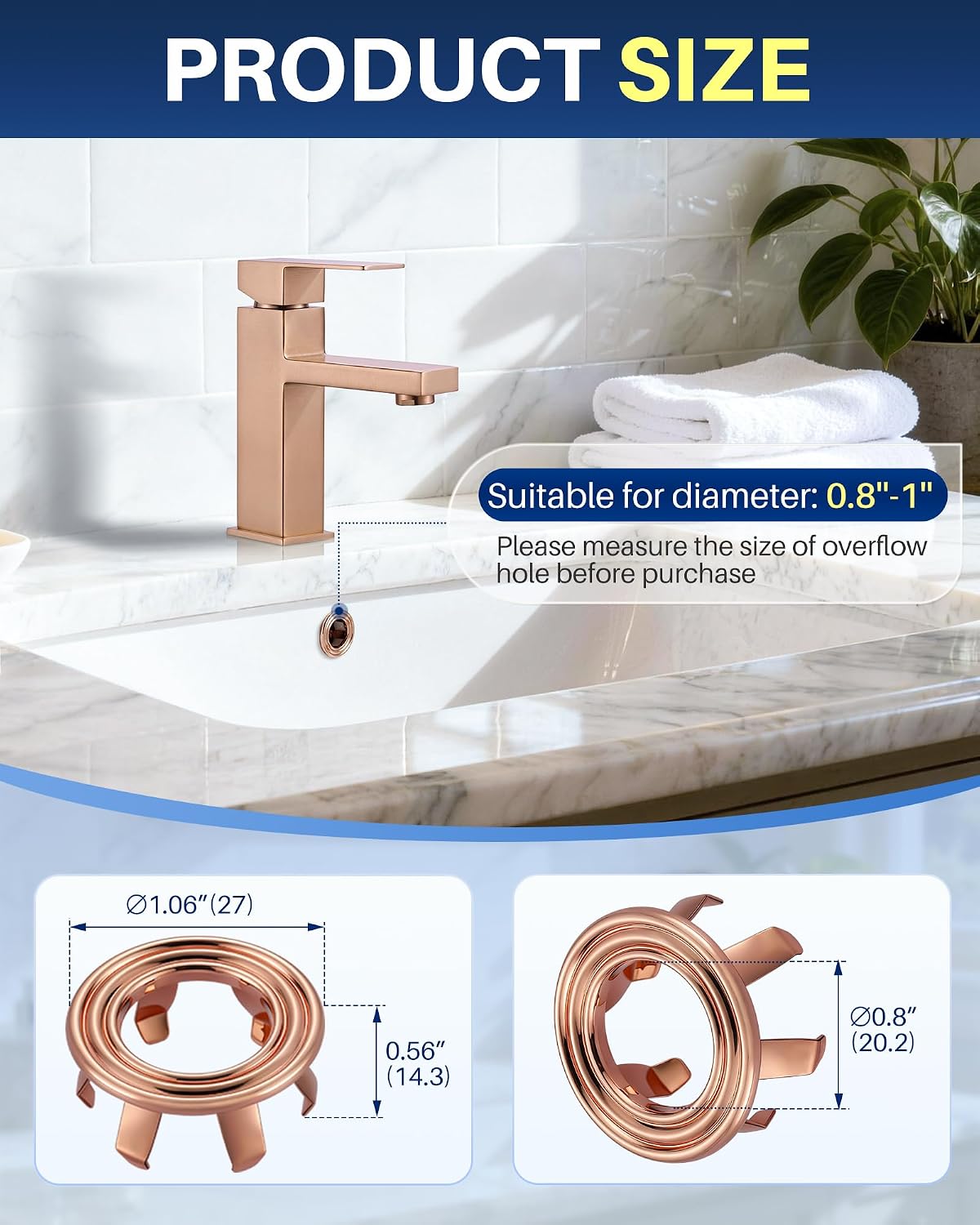 Copper brass sink overflow ring cover - installation