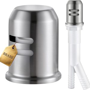 Brushed Nickel dishwasher air gap with brass cover