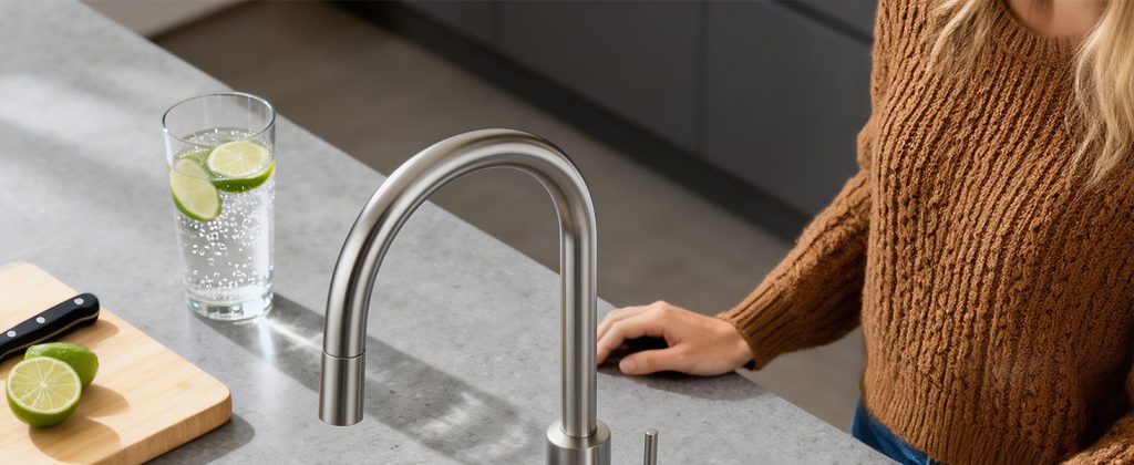 ADEAGA Brushed Nickel dishwasher air gap with brass cover