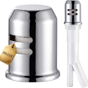 Chrome dishwasher air gap with brass cover