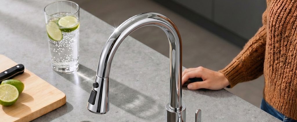 ADEAGA Chrome dishwasher air gap with brass cover