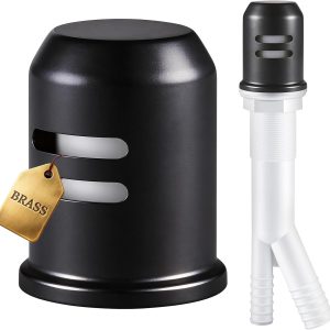 Matte Black dishwasher air gap with brass cover