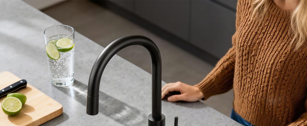 ADEAGA Matte Black dishwasher air gap with brass cover
