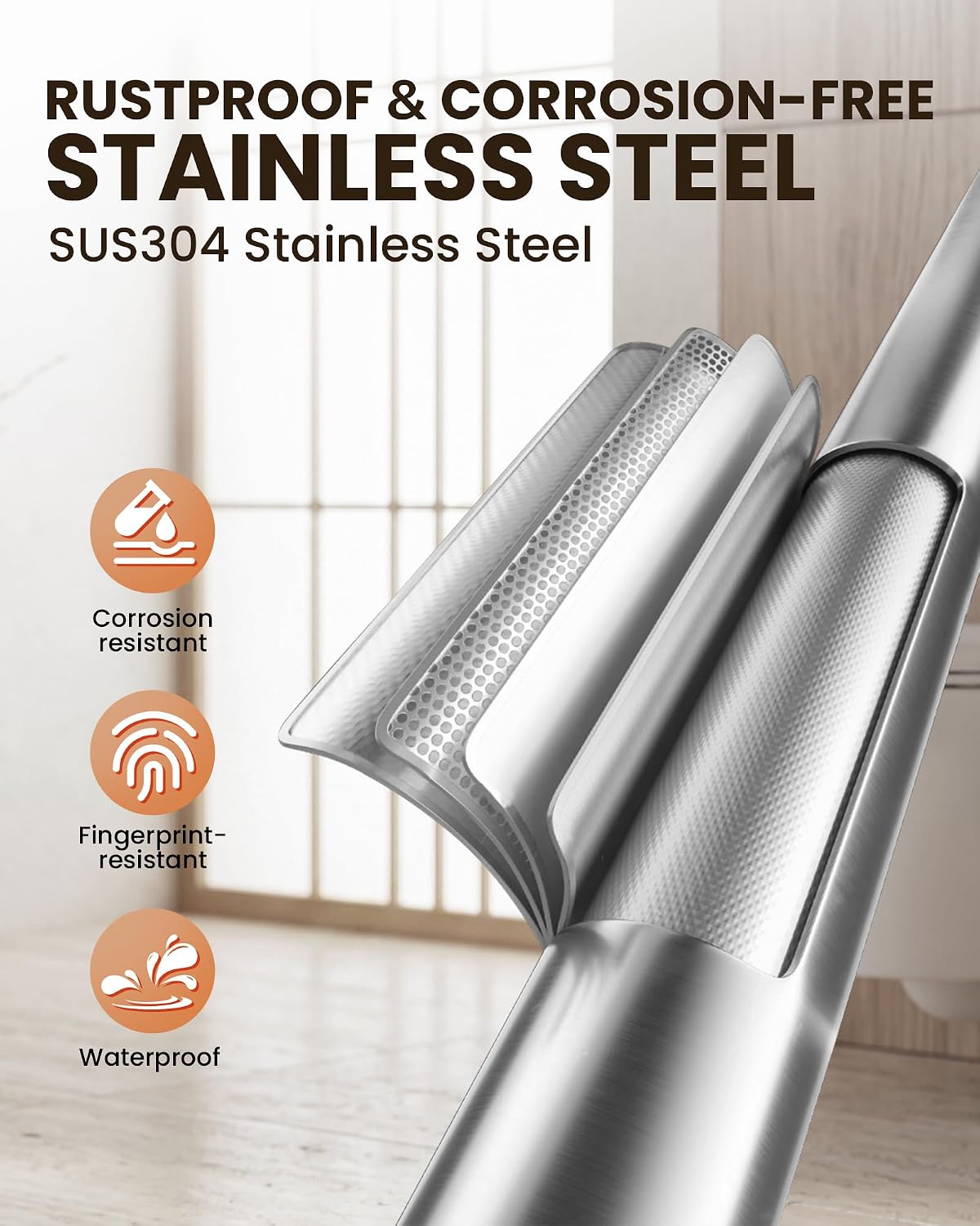 Brushed Nickel freestanding toilet paper holder stand - features