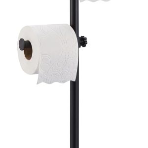 Matte Black freestanding toilet paper holder stand