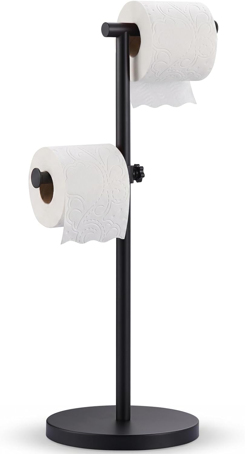Freestanding Toilet Paper Holder Stand, Matte Black