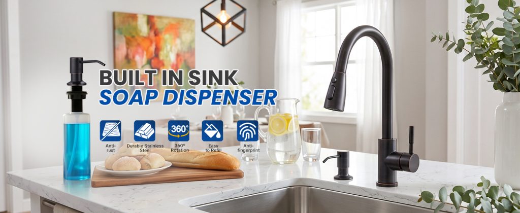 ADEAGA Oil Rubbed Bronze kitchen sink soap dispenser with 17 oz bottle