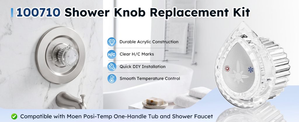 ADEAGA Replacement shower knob for Moen 100710, clear