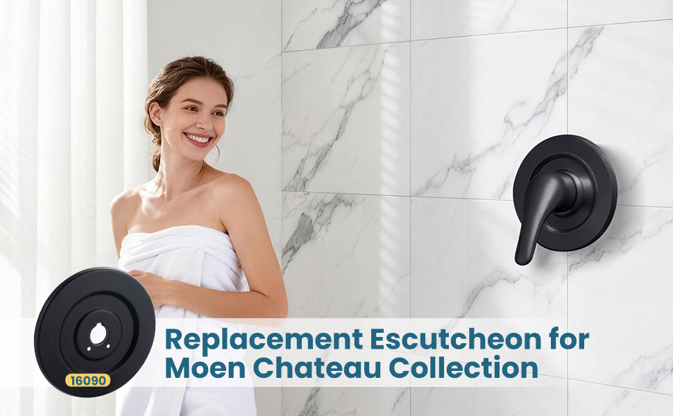 ADEAGA Matte Black shower escutcheon plate for Moen Chateau 16090